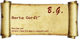 Berta Gerő névjegykártya